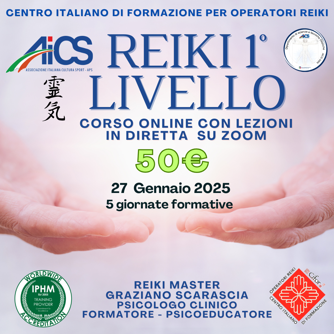 Corso Reiki 1 livello 27 gennaio 2025